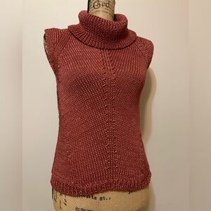 WHBM ladies copper mauve chunky knit semi cap sleeve pullover in size Med? LNWOT